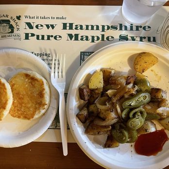 Benton's Sugar Shack - Grilled biscuit Home Fries with onions and jalapeño - Breakfast & Brunch Near Me - Thornton, New Hampshire Benton's Sugar Shack - Grilled biscuit Home Fries with onions and jalapeño - Breakfast & Brunch Near Me - Thornton, New Hampshire