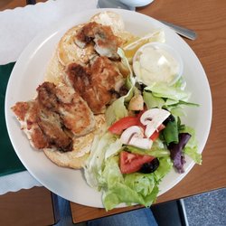 The Barge Restaurant - Oyster sandwich, sub salad