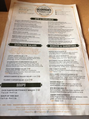 Menu photo 3 O'Connor's Restaurant & Bar Worcester, MA Menu photo 3 O'Connor's Restaurant & Bar Worcester, MA