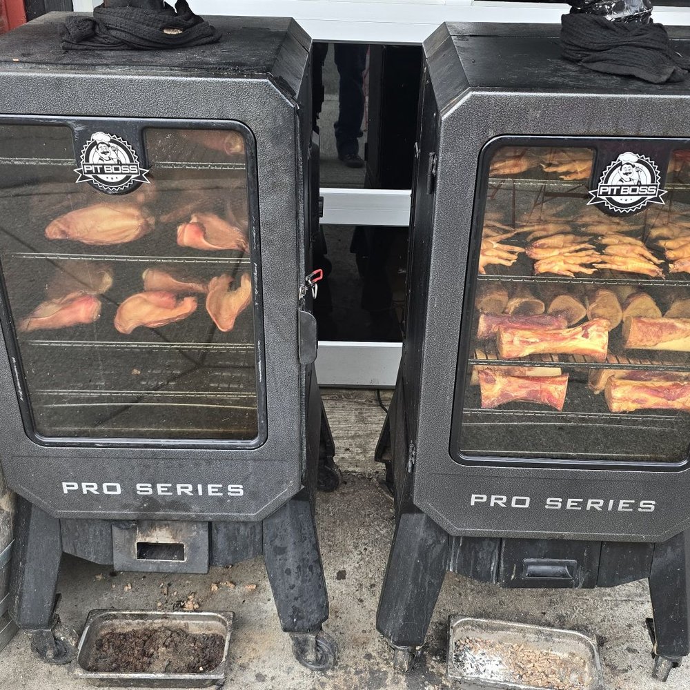 Smokie River Smoked Meats - Smokers cooking away outside the shop. - Meat Shops Near Me - Camas, Washington
