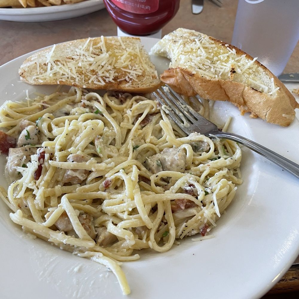 Carbonara fettuccine - on the salty side