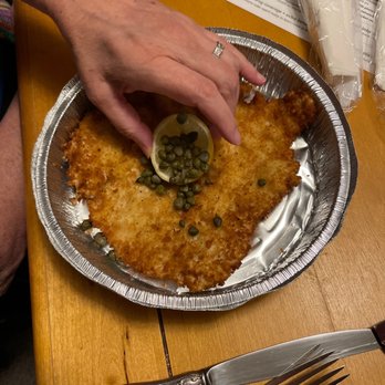 Cafe Rustika - Pork schnitzel with lemon and capers - German Near Me - Richmond, Virginia Cafe Rustika - Pork schnitzel with lemon and capers - German Near Me - Richmond, Virginia