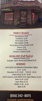 Menu photo 1 Cafe el Colombiano Camden, NJ