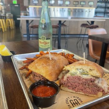 Hidden Craft - Braised Brisket Sandwich w Sweet Potato Fries - New American Near Me - San Diego, California