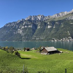 Autobahnraststätte Walensee - A rest stop on the autobahn with a beautiful view of Lake Walen