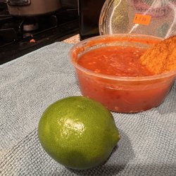 Mi Pueblo - homemade salsa from their deli area. It's very spicy and also has plenty of flavor. $2.99. The line was just $.50