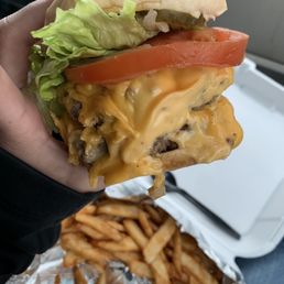 Double cheeseburger with fries. Massive & so good.