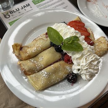 Blu Jam Café - Mixed Berry Crepes - New American Near Me - Los Angeles, California