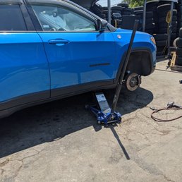 Getting the from tire patched. Getting the from tire patched.