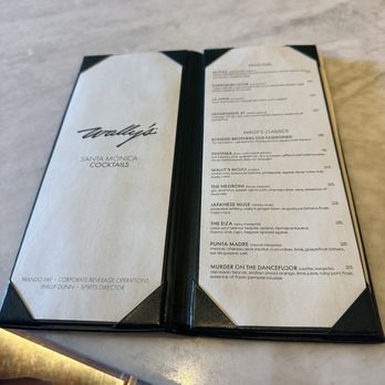 Wally's - Cocktail Menu - New American Near Me - Santa Monica, California