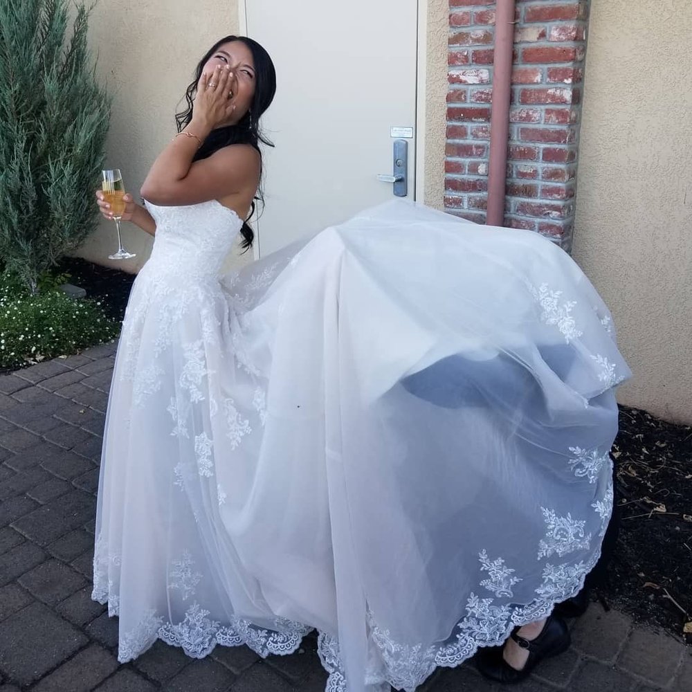 Craft and Copper Events - Jessica helping me fix my bustle hahah - Wedding Planning Near Me Craft and Copper Events - Jessica helping me fix my bustle hahah - Wedding Planning Near Me