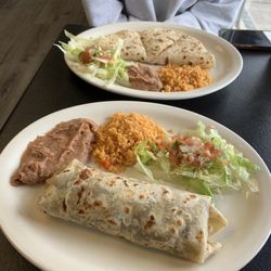 Lupita's Restaurant - Barbacoa Burrito (Rice and Beans on the side) + Chicken Quesadillas
