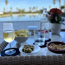 Las Arenas - Afternoon snacks and Sherry in the lobby bar outside.