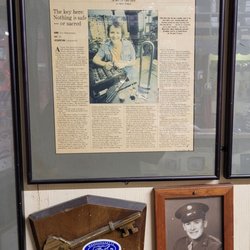 Broadway Lock - The owner - Petty, 64 yo. On the wall newspaper from 1992 with Petty and her father.