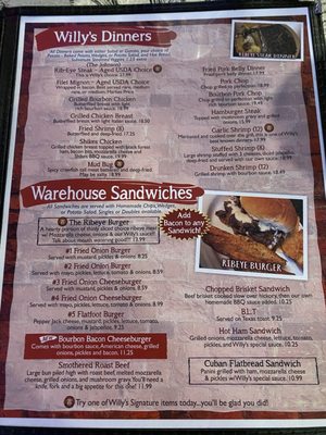 Menu photo 3 Warehouse Willy's Poteau, OK