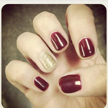 The Nail Spa - Ox blood red and a little sparkle. - Nail Salons Near Me - Dallas, Texas The Nail Spa - Ox blood red and a little sparkle. - Nail Salons Near Me - Dallas, Texas