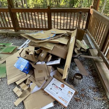 Rebel Junk Removal - Cardboard boxes, paint can, and a ceiling fan. - Junk Removal & Hauling Near Me Rebel Junk Removal - Cardboard boxes, paint can, and a ceiling fan. - Junk Removal & Hauling Near Me