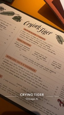 Menu photo 2 Crying Tiger Chicago, IL