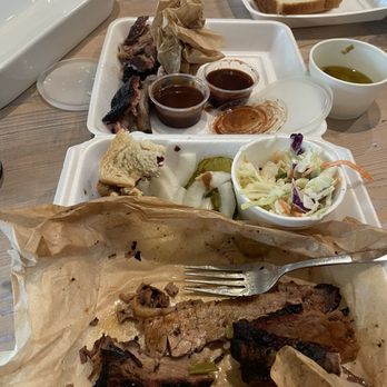 Harmon's Barbecue - Leftovers.  Brisket and coleslaw - Barbeque Near Me - Cibolo, Texas