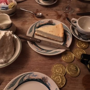 Peter Luger - NY Cheesecake, chocolate coins, schlag - Steakhouses Near Me - Brooklyn, New York Peter Luger - NY Cheesecake, chocolate coins, schlag - Steakhouses Near Me - Brooklyn, New York