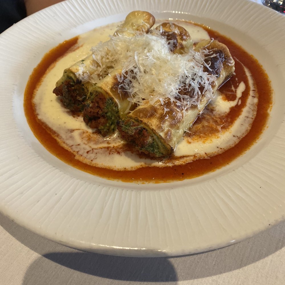 Richard's - CANNELLONI pasta sheets rolled with ricotta, sausage & spinach $18.50 - Italian Near Me - Boise, Idaho Richard's - CANNELLONI pasta sheets rolled with ricotta, sausage & spinach $18.50 - Italian Near Me - Boise, Idaho