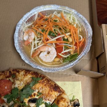 Thai Curry Pizza - Thai Papaya Salad with Shrimp (Som Tam) - Pizza Near Me - Long Beach, California