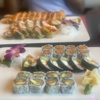 Crazy Sushi - a plate of sushi and a plate of rolls - Sushi Bars Near Me - Jacksonville, Florida