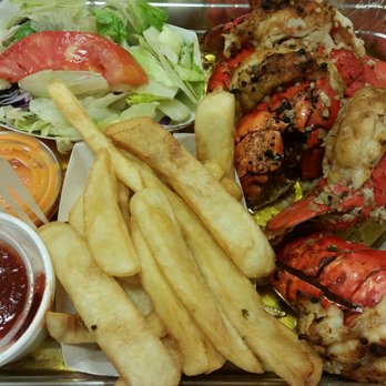 Tony's Pier - Lobster tails (4), salad and fries - Seafood Near Me - Bronx, New York