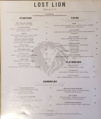Menu photo 1 Lost Lion Westminster, MD