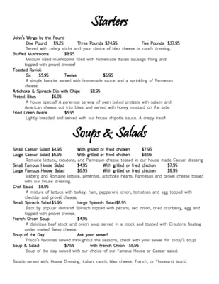 Menu photo 6 Frisco's Grill & Pub Cuba, MO Menu photo 6 Frisco's Grill & Pub Cuba, MO