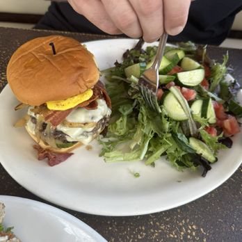 Oakhurst Diner - Double Header Cheesy Style- Grand Slam w/ house salad - Diners Near Me - Millerton, New York