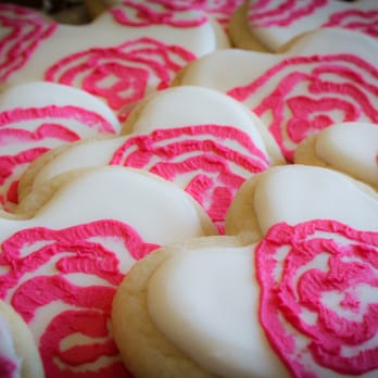 Askk for Sweets Home Bakery - pink and white decorated cookies - Desserts Near Me