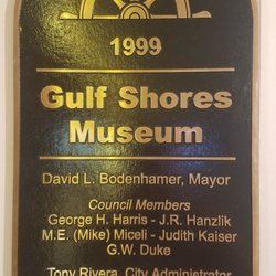 Gulf Shores Museum - Dedication plaque