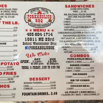 PORKAHOLICS BBQ - Menu - Barbeque Near Me - Nicoma Park, Oklahoma PORKAHOLICS BBQ - Menu - Barbeque Near Me - Nicoma Park, Oklahoma