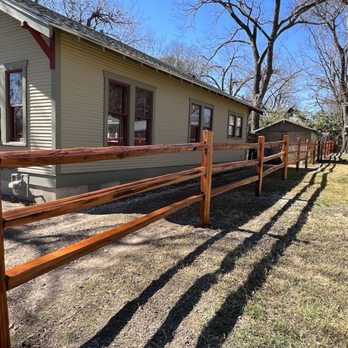 Perimeter Fence - TX - Split rail fencing to match gate and other side of property. - Fences & Gates Near Me - Austin, Texas Perimeter Fence - TX - Split rail fencing to match gate and other side of property. - Fences & Gates Near Me - Austin, Texas