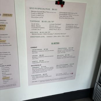 Woo Ri Teahouse - Menu as of July 7 2026 - Korean Near Me - San Antonio, Texas