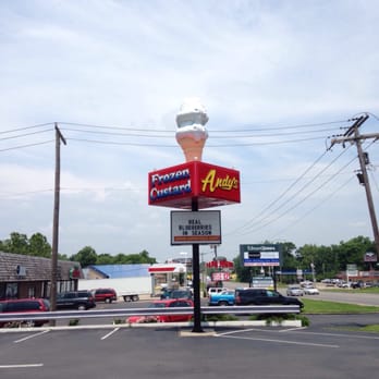 Andy's Frozen Custard - a large ice cream cone on top of a sign - Ice Cream & Frozen Yogurt Near Me - Cape Girardeau, Missouri Andy's Frozen Custard - a large ice cream cone on top of a sign - Ice Cream & Frozen Yogurt Near Me - Cape Girardeau, Missouri