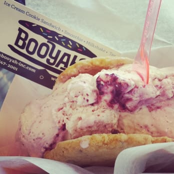 Booyah - Milk and white chocolate chip cookie with black raspberry thunder ice cream. - Desserts Near Me - Toronto, Ontario Booyah - Milk and white chocolate chip cookie with black raspberry thunder ice cream. - Desserts Near Me - Toronto, Ontario