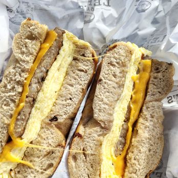 Lefty's Bagels - Cinnamon raisin bagel sausage egg and cheese - Bagels Near Me - Chesterfield, Missouri