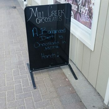 Mill Creek Chocolates - A balanced diet is chocolate in both hands - Chocolatiers & Shops Near Me - Owen Sound, Ontario Mill Creek Chocolates - A balanced diet is chocolate in both hands - Chocolatiers & Shops Near Me - Owen Sound, Ontario