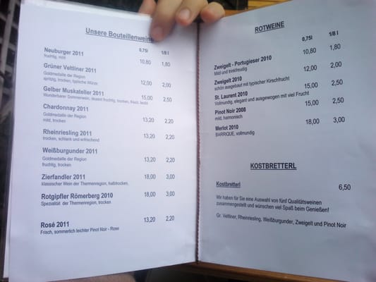 Menu photo 1 Pferschy - Seper Wein & Heuriger Mödling, 9 Menu photo 1 Pferschy - Seper Wein & Heuriger Mödling, 9