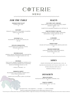 Menu photo 2 Coterie Charleston, SC Menu photo 2 Coterie Charleston, SC