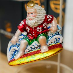 Balsam Hill Studio - Balsam Hill Studio Surfing Santa Ornament