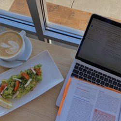 Honeylux Coffee - Avocado toast, vanilla latte w/ oatmilk