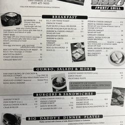 Big Daddy's Sports Grill - Menu