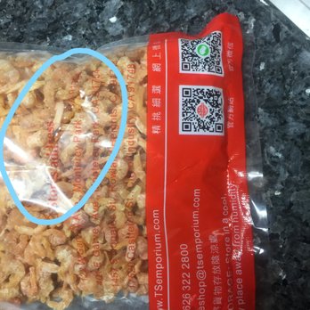 Tak Shing Hong - The 3-4 inches cut on the bag. Dried shrimp leaked out of the bag. - Specialty Food Near Me - Monterey Park, California