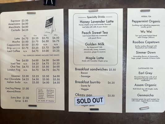 Menu photo 2 All City Coffee Seattle, WA