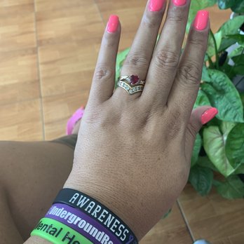 Pink & White Nails - Decided to go with a bright color to wrap up summer. - Nail Salons Near Me - Jacksonville, Florida