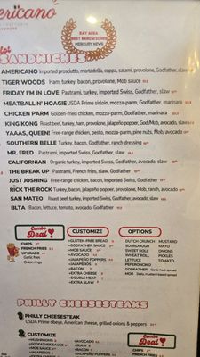 Menu photo 1 Americano Livermore, CA