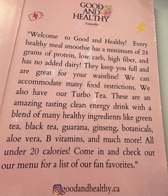 Menu photo 4 Good And Healthy Camarillo, CA